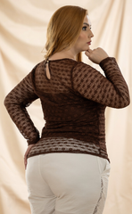 BLUSA MANGA LARGA DE TEXTURA CALADA P883