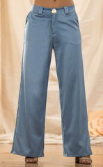 PANTALÓN ELEGANTE EN SATÍN CON BOTÓN METÁLICO 6955