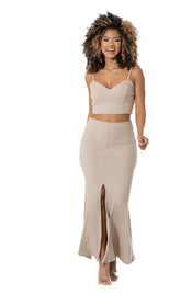 SET FALDA LARGA CON ABERTURA Y BLUSA 6330