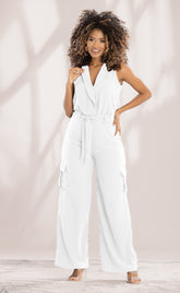 ENTERIZO MODA FEMENINA CON ESCOTE CRUZADO Y BOLSILLO TIPO CARGO 6452