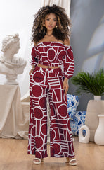 CONJUNTO BLUSA Y PANTALON CIMETRICO CON CUELLO BANDEJA 6558