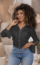 BLUSA CAMISRA MANGA LARGA CON DISEÑO 6569