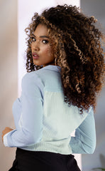 BLUSA CAMISERA EN RAYAS COMBINADA 6708