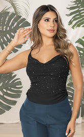 BLUSA TIRAS BRILLO 6743