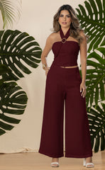 SET PANTALON PALAZO Y BLUSA AMARRE 6751