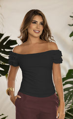 BLUSA CUELLO BANDEJA CON BOLERO EN MANGA 6786