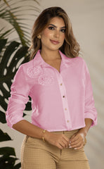 BLUSA CAMISERA CON APLIQUE 6789