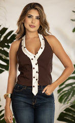 BLUSA CORBATA TENDENCIA POLKADOTA 6800-1