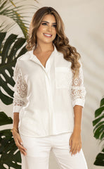 BLUSA CAMISERA CON CROCHET 6834
