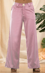 PANTALÓN ELEGANTE EN SATÍN CON BOTÓN METÁLICO 6955