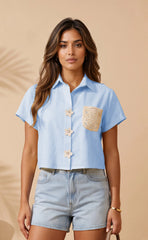 BLUSA LINO FLOR DE LINO CON DETALLES EN CROCHET 6995