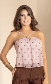 BLUSA MALLATEX ESTAMPADA EN POLKA DOTS 7040