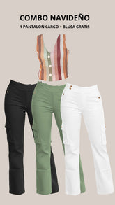 COMBO BLUSA RAYAS COLOR GRATIS +1 PANTALON CARGO