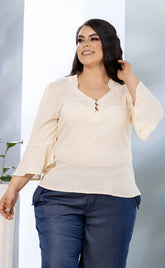 BLUSA PLUS SISE MANGA CAMPANA P757