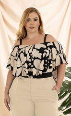 BLUSA PLUS CUELLO BANDEJA ESTAMPADA P870