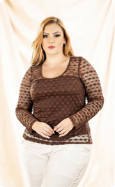 BLUSA MANGA LARGA DE TEXTURA CALADA P883