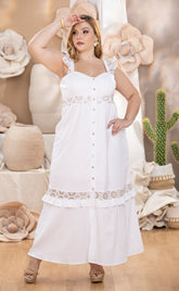 VESTIDO PLUS SIZE EN POPELINA Y OJALILLO P775