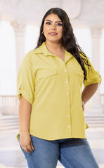 BLUSA CAMISERA PLUS SIZE MANGA 3/4 P656