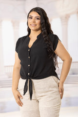 BLUSA CAMISERA SIZA PLUS CON AMARRE P665