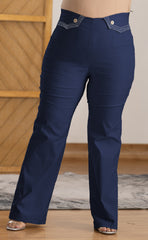 PANTALON PLUS SIZE CON CHARRETERA TEJIDA P673