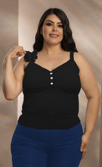 BLUSA PLUZ SIZE TEXTURIZADA CON DISEÑO DE TIRAS EN PLIEGES  P699