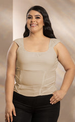 BLUSA CLASICA PLUS EN TIRAS Y CON ENCAJE P706