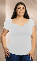 BLUSA PLUS MANGA CORTA ESCOTE EN V P708
