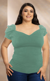BLUSA PLUS MANGA CORTA ESCOTE EN V P708