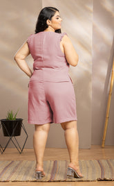 SET PLUS SIZE CON BLUSA Y SHORT, INTEGRA DETALLES EN DOBLADILLO P722