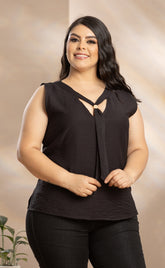 BLUSA PLUS SIZE CON DETALLE EN CORBATIN P737
