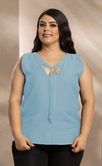BLUSA PLUS SIZE CON DETALLE EN CORBATIN P737