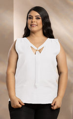 BLUSA PLUS SIZE CON DETALLE EN CORBATIN P737