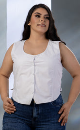 CHALECO PLUS SIZE RAYAS VERTICALES MINI P748