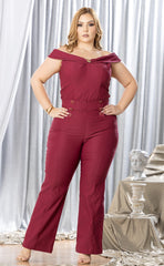 SET PLUS SIZE BLUSA CUELLO BANDEJA Y PANTALON TIRO ALTO P808