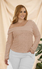 BLUSA PLUS SIZE EN OJALILLO Y ESCOTE CRUZADO P859