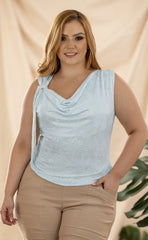 BLUSA PLUS CON ENCAJES BORDADOS Y AMARRE LATERAL P875