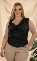 BLUSA PLUS CON ENCAJES BORDADOS Y AMARRE LATERAL P875