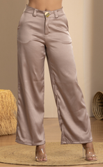 PANTALÓN ELEGANTE EN SATÍN CON BOTÓN METÁLICO 6955