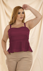 BLUSA PLUS SIZE DE TIRANTES CON DETALLE DE PLIEGUES P876