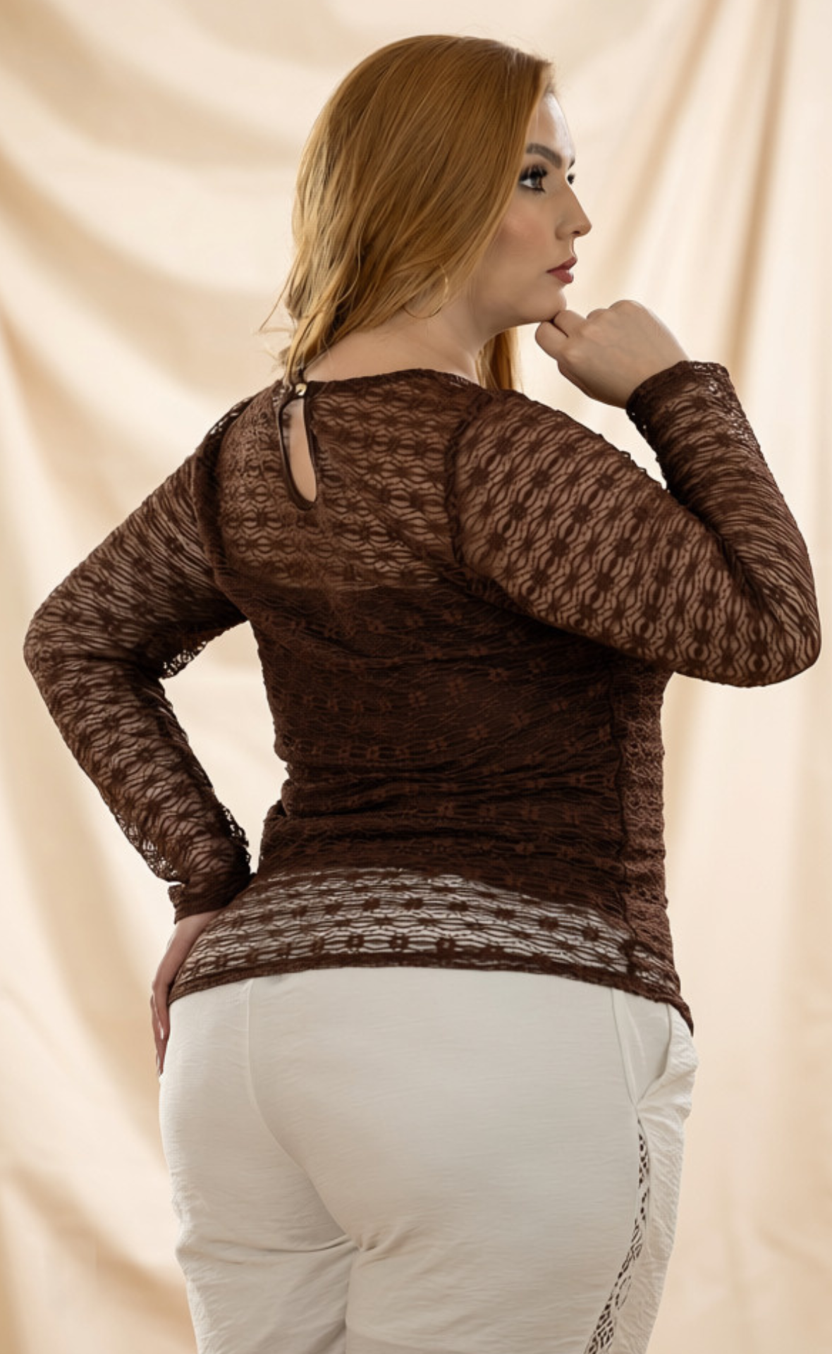 BLUSA MANGA LARGA DE TEXTURA CALADA P883