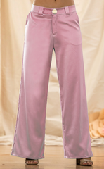 PANTALÓN ELEGANTE EN SATÍN CON BOTÓN METÁLICO 6955