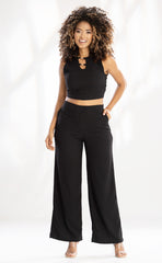 SET LYCRA CORRUGADA  PANTALON Y BLUSA 6442