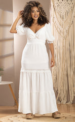VESTIDO LARGO MANGA CORTA ESCOTE V 6612