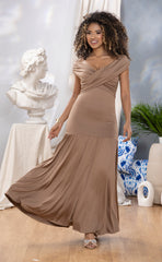 VESTIDO LARGO CUELLO BANDEJA 6665