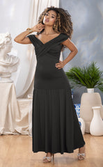 VESTIDO LARGO CUELLO BANDEJA 6665