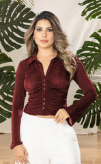 BLUSA MANGA LARGA CAMISERA 6687