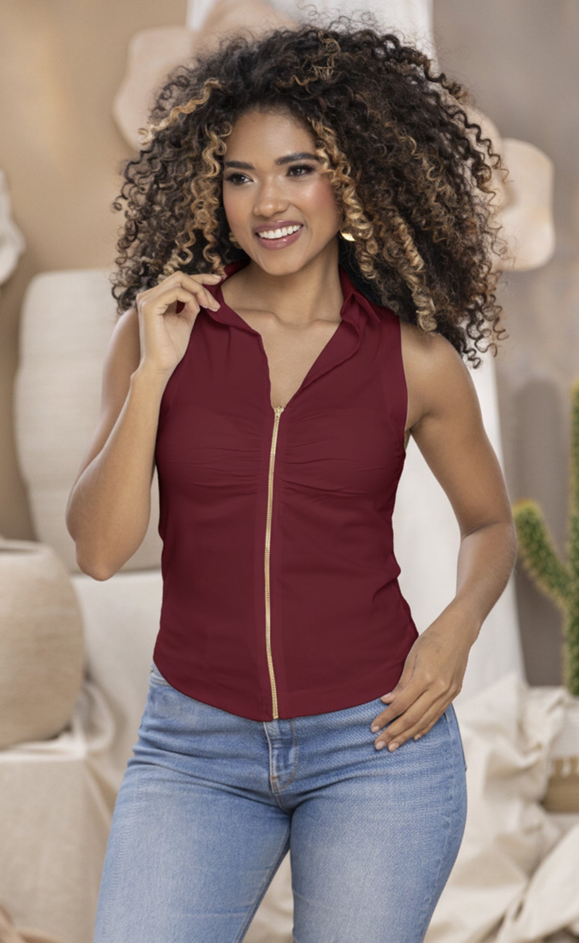 BLUSA MANGA SISA CON CIERRE 6705