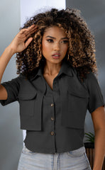BLUSA CAMISERA MANGA CORTA BOLSILLOS 6709