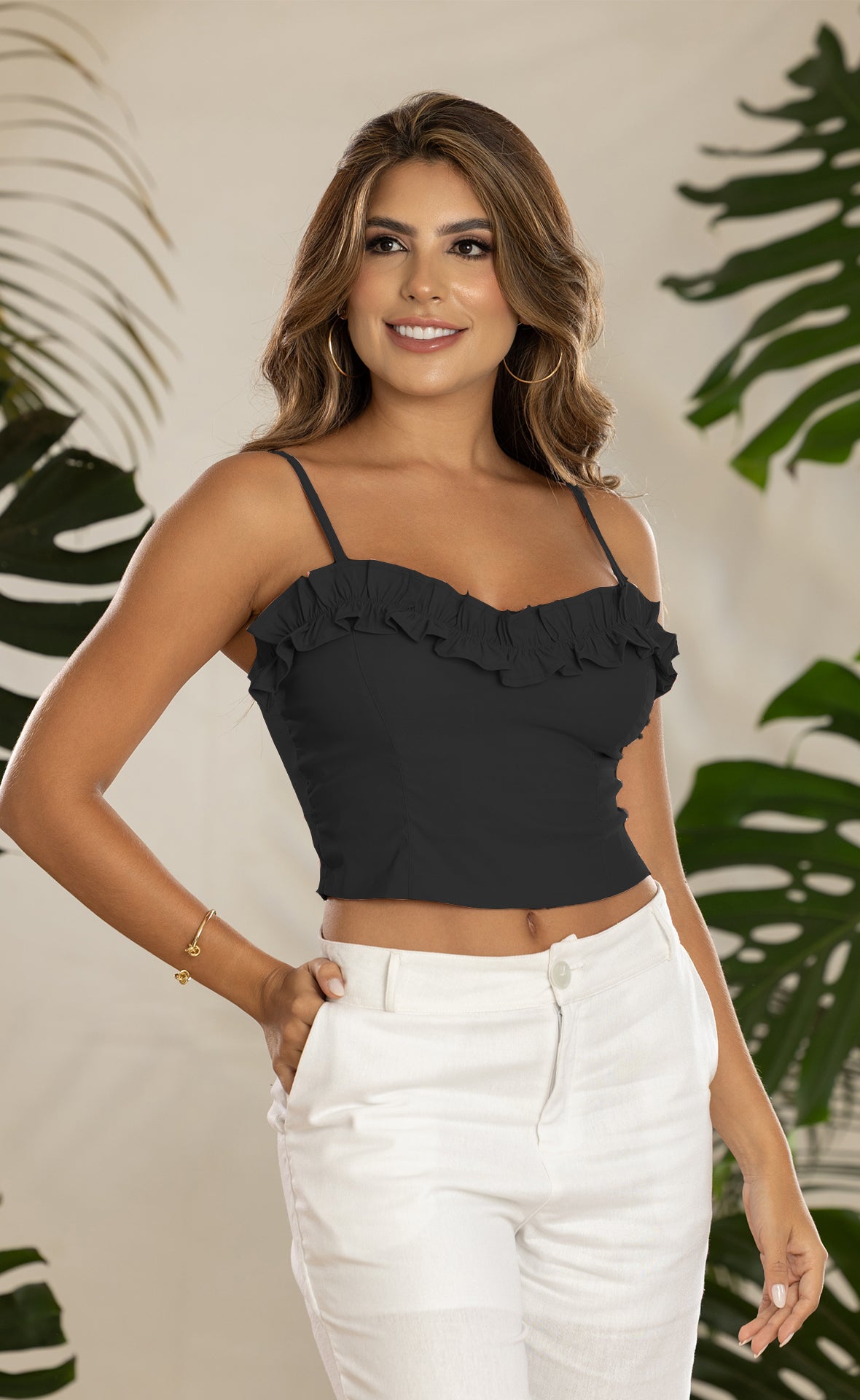 BLUSA TIRAS CON BOLERO EN ESCOTE Y AMARRE ATRAS 6785