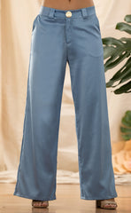 PANTALÓN ELEGANTE EN SATÍN CON BOTÓN METÁLICO 6955